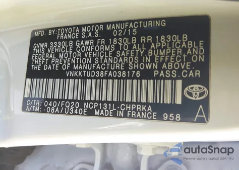 2015 Toyota Yaris L из США, поврежденный, VIN VNKKTUD38FA038176